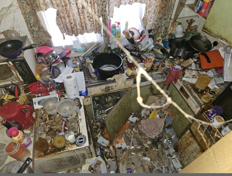 imagine of a dirty and unsanitary kitchen before a hoarding clean