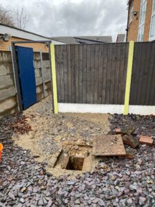 a nursery walkway full of sewerage after a burst drain