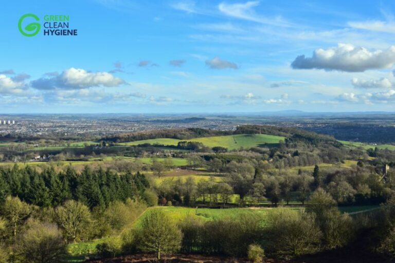 A scenic view on a Summer's day, overlooking the Clent Hills in the West Midlands