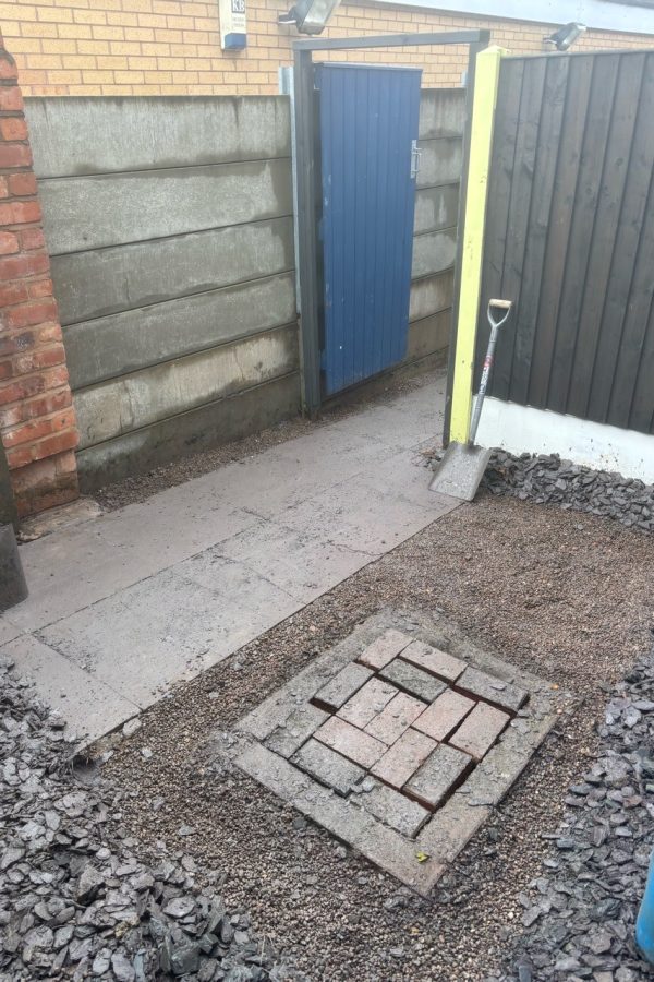 the after shot of a clean nursery path after sewerage ruined it